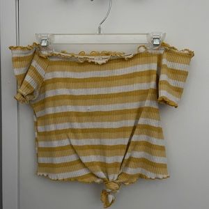 striped off the shoulder crop top